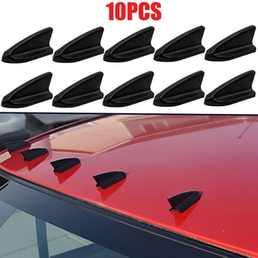 10pcs Universal Car Auto ABS Roof Shark Fin Style Spoiler Wing Shark Fin Style Diffuser Black
