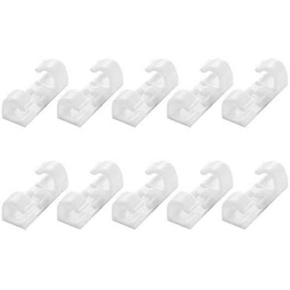 10pc Self-Adhesive Cable Management Clips Desktop Cable Organizer Fixing Clamp for TV PC Laptop Desk Table Cable Desktop Office and HomeAdhesive Cable Organizer Cord Holder (White)