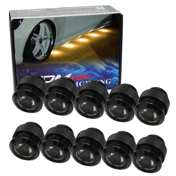 10pc Set Amber Yellow 30W High Power Flexible LED Lighting Kit For Car DRL/Driving Light or Undercar Puddle Ground Effect Lighting