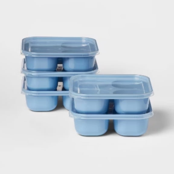 10pc (Set of 5) Plastic Divided Snack Food Storage Container Set Blue - Room Essentials