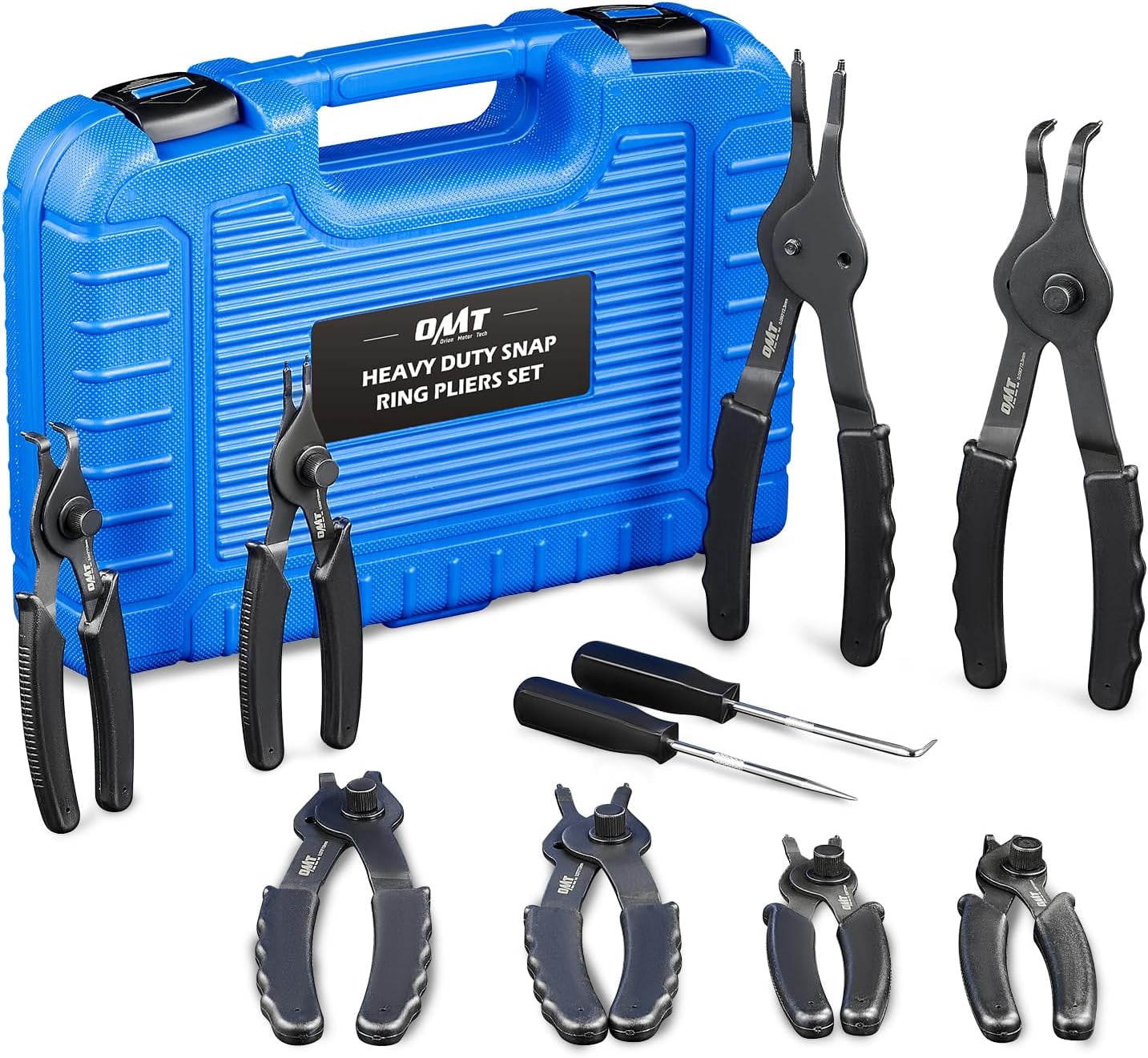10pc Snap Ring Set, Internal & External Circlip With Bent & Straight , Hook Pick, Heavy Duty Snap Ring and Circlip Removal Tool with Storage Case & Gloves