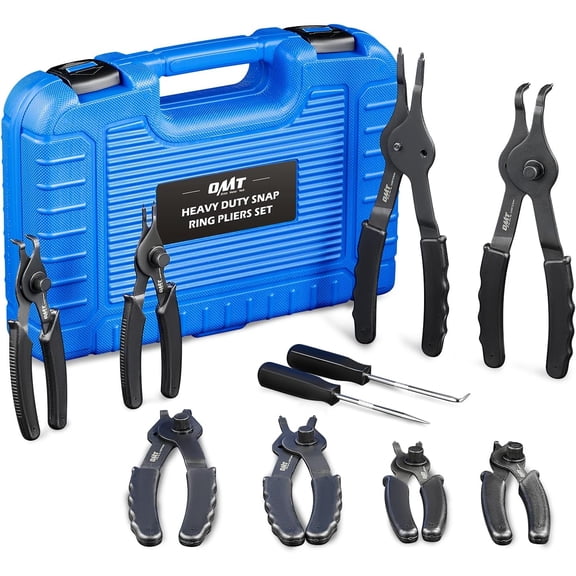 10pc Snap Ring Set, Internal & External Circlip With Bent & Straight , Hook Pick, Heavy Duty Snap Ring and Circlip Removal Tool with Storage Case & Gloves