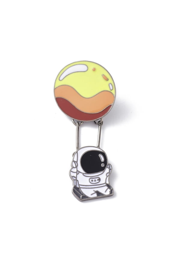 10pc Spaceman with Moon Enamel Pin Alloy Enamel Brooch Pin Badges for Clothes Bags Backpacks Light Gold 60x25x10.5mm Pin: 1mm