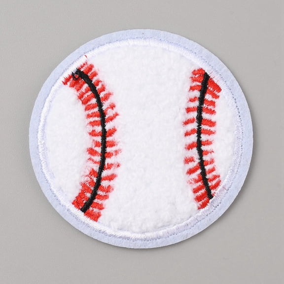 10pc Sports Ball Theme Computerized Towel Fabric Embroidery Iron on Cloth Patches Chenille Appliques Costume Accessories Sewing Craft Decoration Baseball Pattern 56x3mm