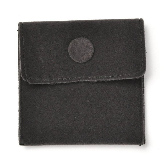 10pc Square Velvet Jewelry Bags with Snap Fastener Black 6.7~7.3x6.7~7.3x0.95cm