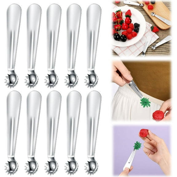 10pc Stainless Strawberry Tomato Huller Vegetable And Fruit Huller Creative Kitchen Tool/ 10Pc Fruit Stem Scraper