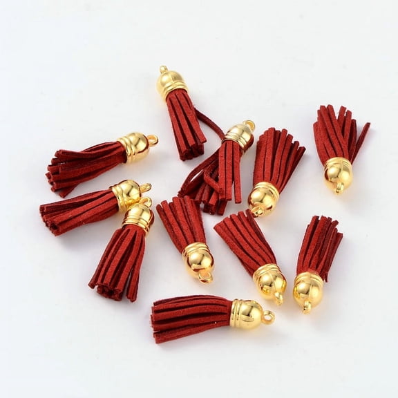 10pc Suede Tassels with CCB Plastic Findings Nice for DIY Earring or Cell Phone Straps Making Dark Mixed Color 38x10mm Hole: 2mm