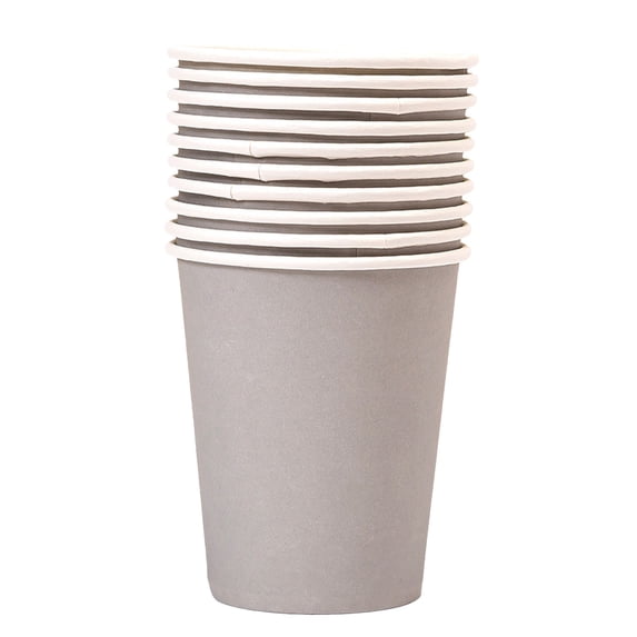 10pc Sunshy Disposable Paper Cups with Multiuse Versatility for DIY Crafts and Festive Holiday Parties,Grey