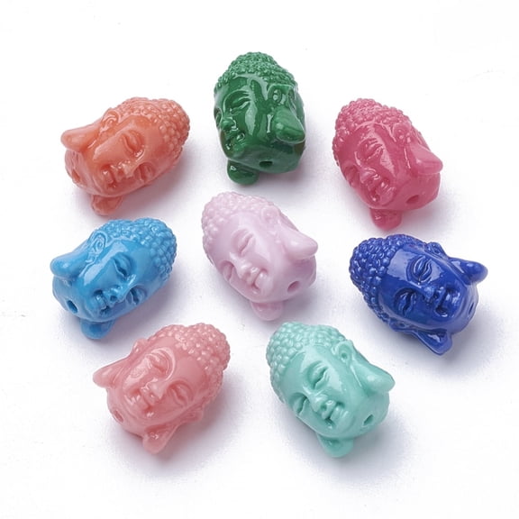 10pc Synthetic Coral Beads Dyed Buddha Mixed Color 15~16x12x12mm Hole: 1.5mm