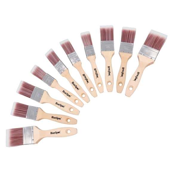 10pc Synthetic Paint Brush Painting + Decorating Brushes Wooden Handle 1” – 2”