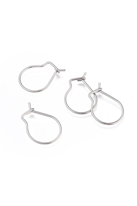 10pc Resistant 304 Stainless Steel Hoop Earrings Findings Kidney Ear Wires Stainless Steel Color 18x13x0.8mm