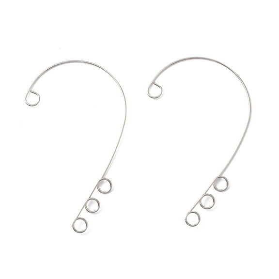 10pc Tarnish Resistant 316 Stainless Steel Ear Cuff Findings Climber Wrap Around Non Piercing Earring Findings with 4 Loop Stainless Steel Color 55x36x0.5mm Hole: 4mm