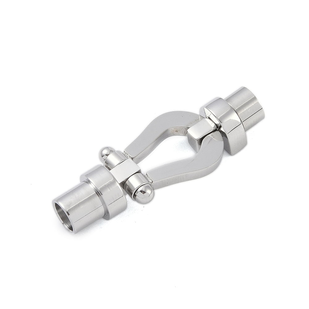 10pc Resistant Ion Plating(IP) 304 Stainless Steel Magnetic Clasps with Glue-in Ends Stainless Steel Color 38.5x13.5x8.5mm Hole: 5mm