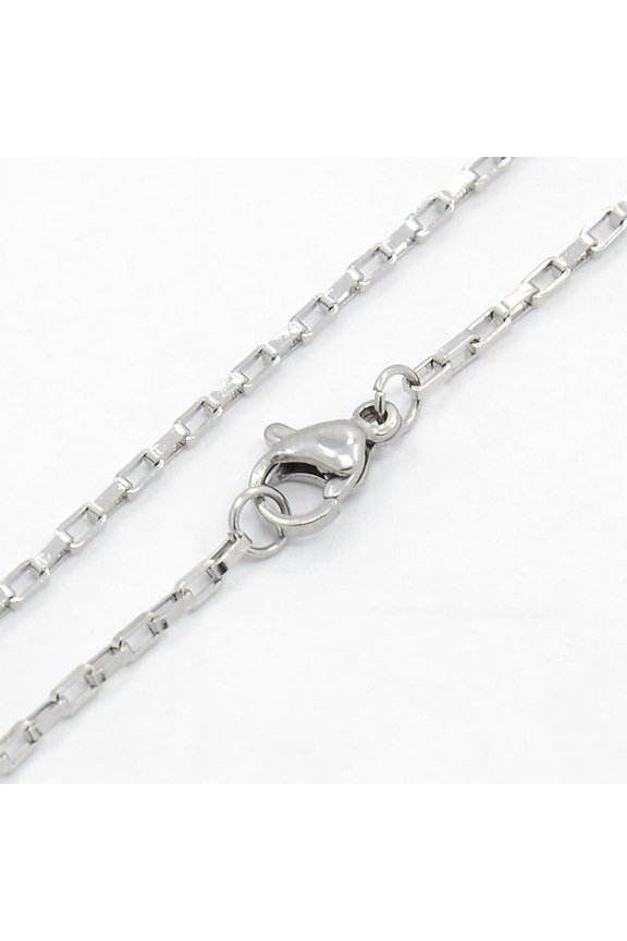 10pc Resistant Unisex 304 Stainless Steel Box Chain Necklaces with Lobster Claw Clasps Stainless Steel Color 17.7 inch(45cm)