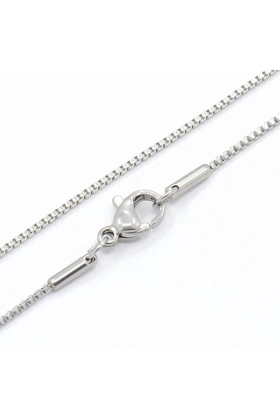 10pc Tarnish Resistant Women's 304 Stainless Steel Box Chain Necklaces with Lobster Claw Clasps Stainless Steel Color 17.7 inch(45cm)