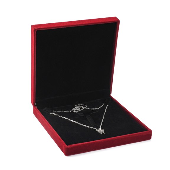 10pc Velvet Necklace Boxes Jewelry Boxes with Plastic Rectangle FireBrick 158x154x33mm