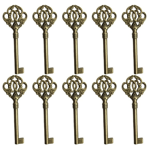 10pc Vintage Style Open Skeleton Key Hole Head Furniture Cabinet Antique