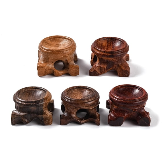 10pc Wood Crystal Ball Display Bases Crystal Sphere Display Stand Coconut Brown 36x35x23mm