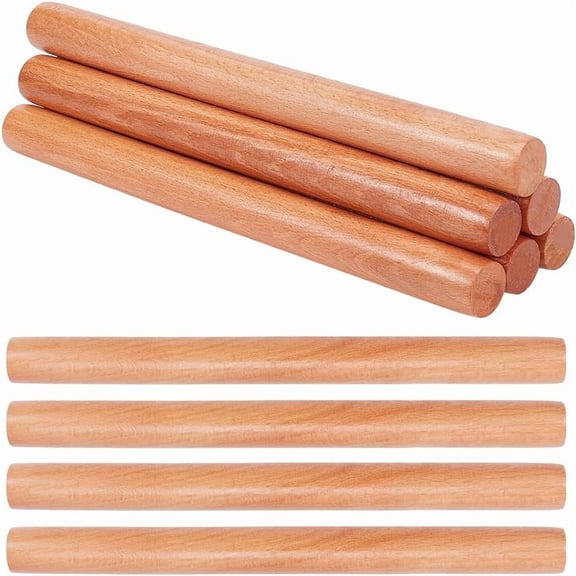 10pc Wood Rolling Pin Kitchen Tool BurlyWood 300x27.5mm craft