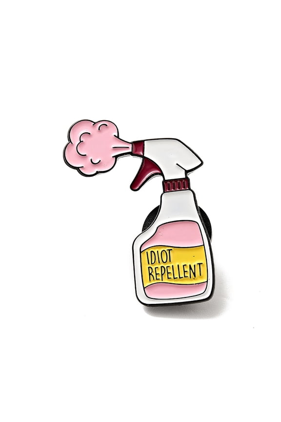 10pc Word Idiot Repellent Enamel Pin Electrophoresis Black Alloy Drink Brooch for Backpack Clothes Pink 30x16.5x2mm