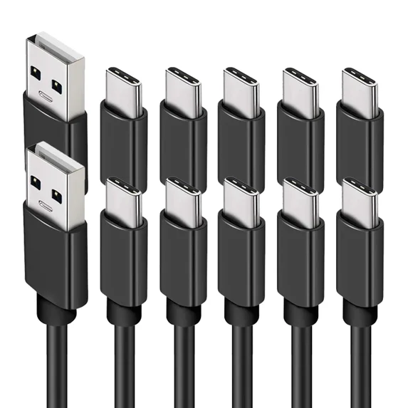 10pcs 0.25M 1M 2m 3M 2A Type USB C Fast Quick Charging USb-C Data Charger Wire for Samsung Htc Lg for Xiaomi Huawei Phone 0.5m 1.5m (black,0.5m)