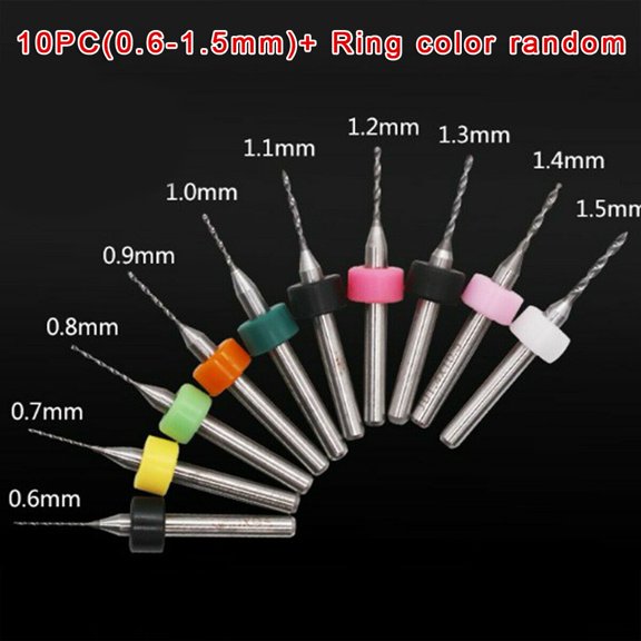10pcs 0.6-1.5mm Bits Drill Circuit Micro Mini Board Print Carbide PCB CNC