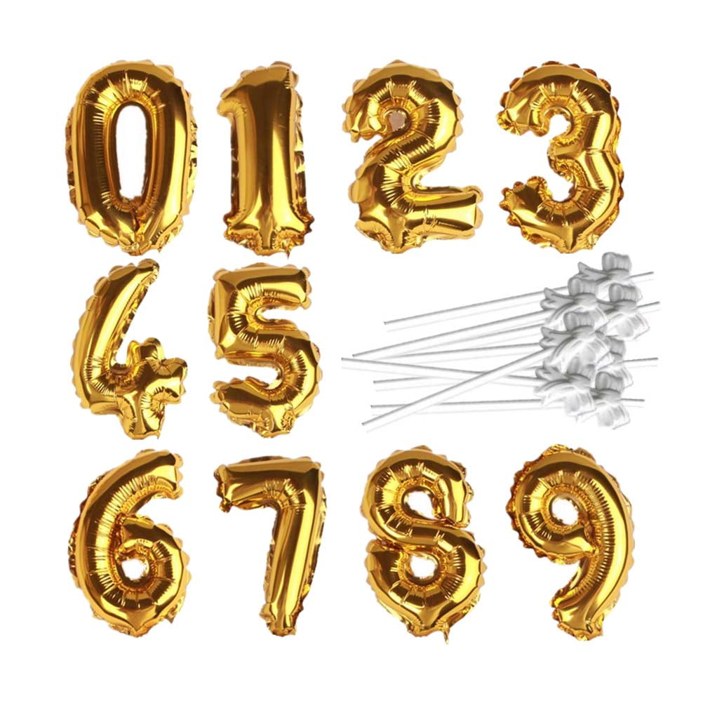 10pcs 09 Number Aluminum Foil Balloon Cake Toppers Decorating Wedding
