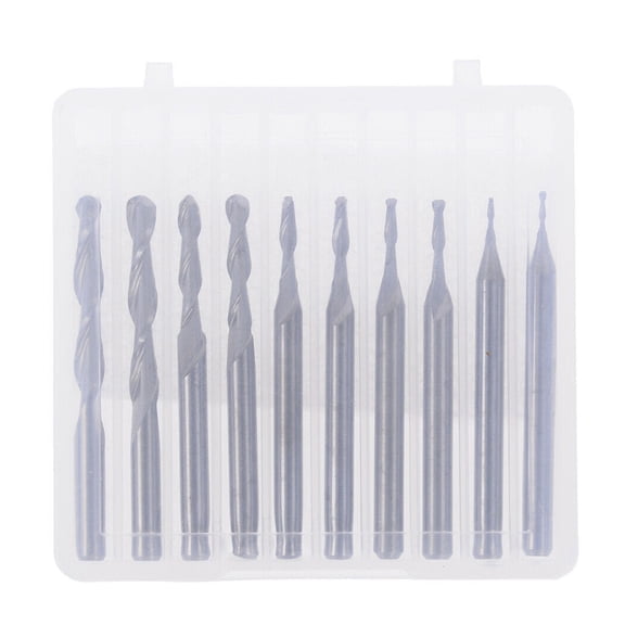 10pcs 1/1.5/2/2.5/3.175mm Carbide Ball Nose End Mill CNC Engraving Router Bits CNC Taper Wood Metal Milling Cutter