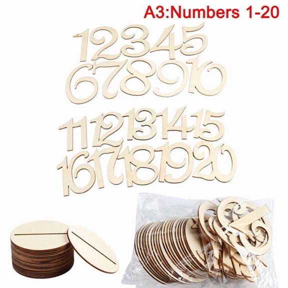 10pcs 1-10/11-20 Wooden Table Numbers Set with Base Birthday Wedding Party