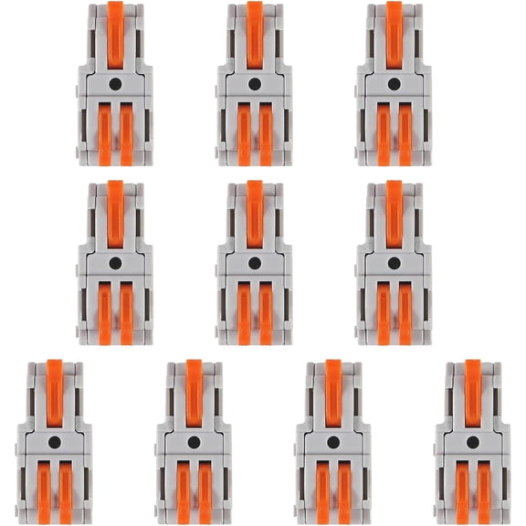 10pcs 1 in 2 Out Lever Wire Connector, 12-28 AWG / 600V 32A Push-In Quick Splice Terminal Block, Tool-Free Electrical Lever Nut Connector for LED Lighting, Household Wiring, DIY Projects