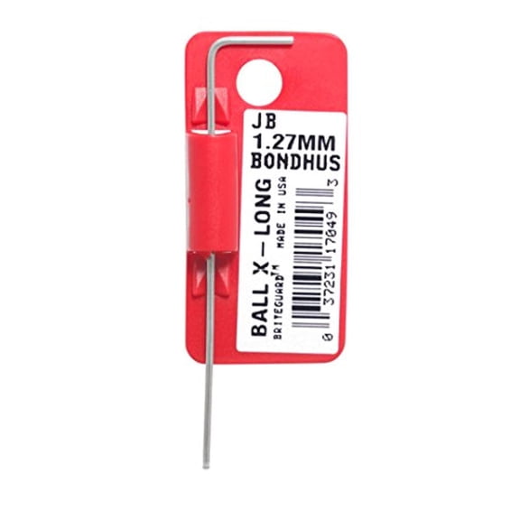 10pcs 1.27mm Hex (Allen) Balldriver Extra-Long Arm L-Wrench, Protanium High Torque Steel With Briteguard Chrome Finish - Bondhus USA