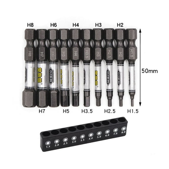 10pcs 1/4inch Screwdriver Bit Set Magnetic The Cross Hexagonal Torx With Bit Holder D2 Alloy Steel Anti Slip Screwdriver Set 6., Inner hexagon