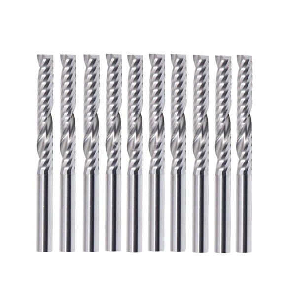 10pcs 1/8" 22mm Single Flute Spiral Router Bits Fits for Acrylic PVC Wood