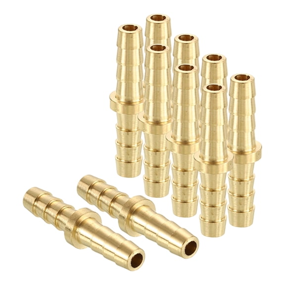 10pcs 1/8" To 1/8" Brass Hose Barb Fitting Metals Splicer Mender for 3D Printing, Air Compressor, CNC Machine, Dies