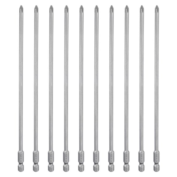 10pcs #1 Phillips Screwdriver Bit PH1 1/4" Hex Shank 8" (200mm) Long Magnetic S2 Steel Industrial Grade Screw Driver Bit Cross Head Electric Drill Bits 0.16" (4mm) Rod