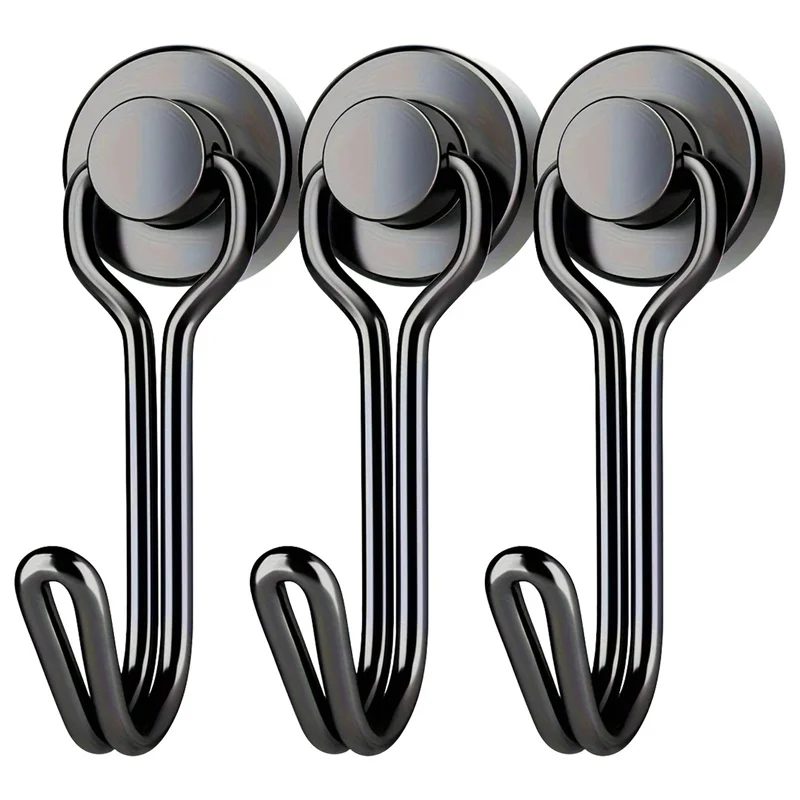 10pcs 10-30LBS Heavy Duty Neodymium Magnetic Hooks Extra Strong Rare Earth Hangers for Home Office Kitchen Garage Storage Solutions