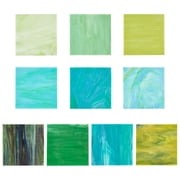 10pcs 10 Colors Stained Glass Sheets 3.9 x 3.9 Inch Square Large Cathedral Mosaic Glass Tiles Green Blue Variety Mosaic TilesDIY
