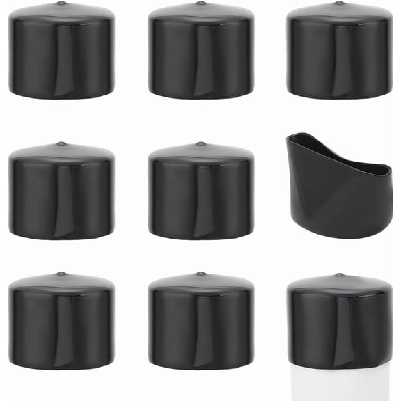 10pcs 10 pcs Rubber End Caps 58mm / 2.28 Inch ID Round Tube Bolt Cap Cover Plastic Flexible Screw Thread Protectors Plug Insert Decking Caps for Post Tubing Rod Cover Black
