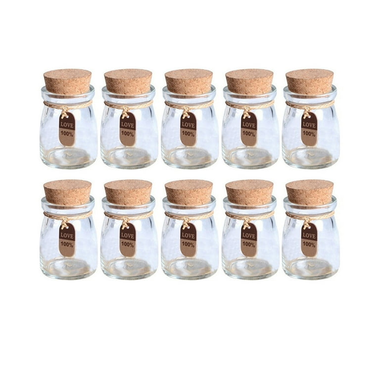 10pcs 100ml Glass Jars with Cork Lids DIY Wishing Bottle Wedding Favors Apothecary Jars Honey Pot Bottles Pudding Glass Bottle with Tags and String Walmart