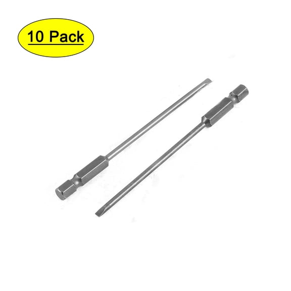 10pcs 100mm Long 3mm Flat Straight Magnetic Tip Slotted Screwdriver Bits