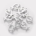 thumbnail image 1 of 10pcs 10Pcs 201 Stainless Steel Heart Ribbon Charms Heart Ribbon Jewelry Making Charms Stainless Steel Color Pendant Charm for Women DIY Necklace Bracelet Jewelry Craft Making 14x9x1.1mm Hole: 1.5mm, 1 of 2