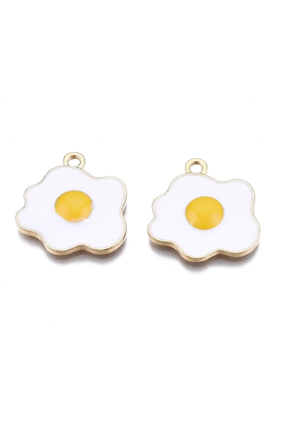 10pcs 10Pcs Alloy Poached Egg Pendants with Enamel Light Gold Poached Egg Pendant Ornament White Jewelry Findings for Necklace Bracelet Jewelry Making 19.5x19x3mm Hole: 2mm for DIY