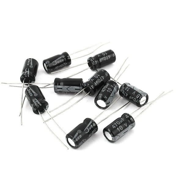 10Pcs 10V 470uF 105C Radial Electrolytic Capacitor 6mm x 12mm Black