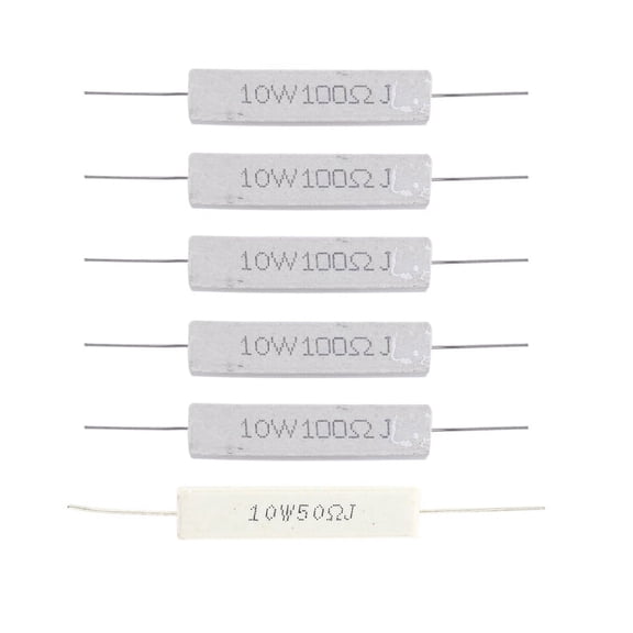 10pcs 10W 5% Ceramic Cement Power Resistor 10 Watt - 5 Pcs 50 Ohm & 5Pcs 100 Ohm