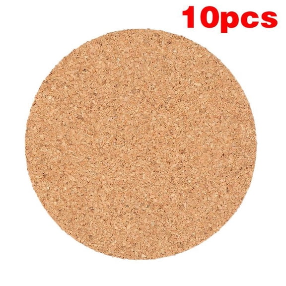 10pcs 10cm Plain Natural Cork Coasters Wine Coffee Tea Cup Mats Round Square Home Office Bar Kitchen Table Pad DIY Written Board