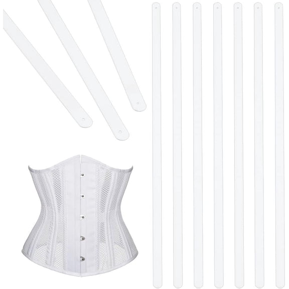 10pcs 11.81 x 0.31 Inch White Metal Boning Corset Strips White Webbing Boning for Bridal Dress Bustle Handmade Craft Wedding Dresses DIY Sewing Supplies