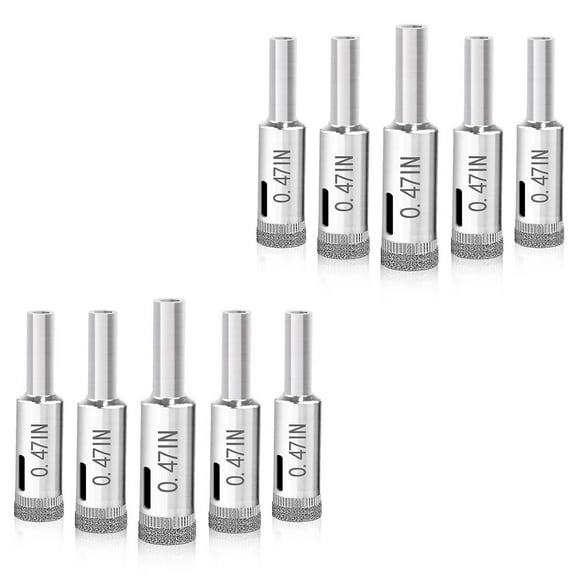 10pcs 12mm / 0.47 in Diamond Drill Bits Extractor Remover Tools Hole Saws for Glass,Porcelain and Ceramic Tile (12mm 10pcs)
