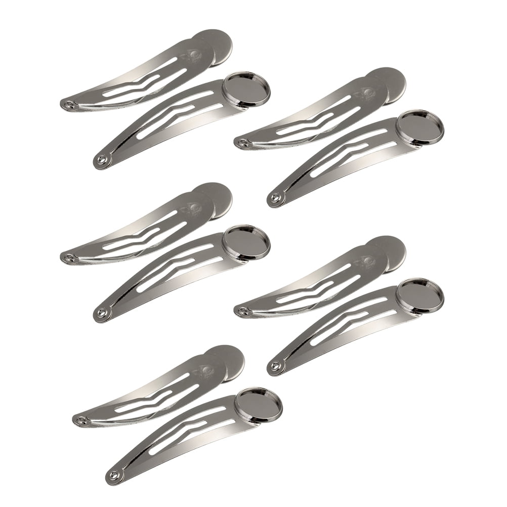 10pcs 12mm DIY Barrette Clip Snap Hair Clip Small Round Tray Hair Clip