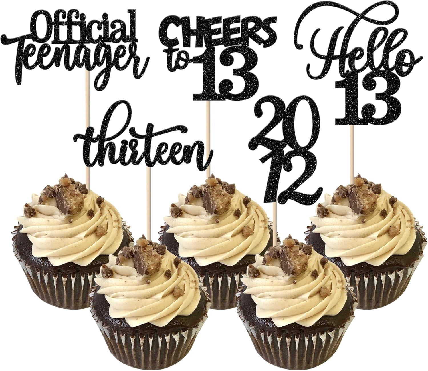 10pcs 13th Birthday Cupcake Toppers Thirteen Since 2012 Hello 13