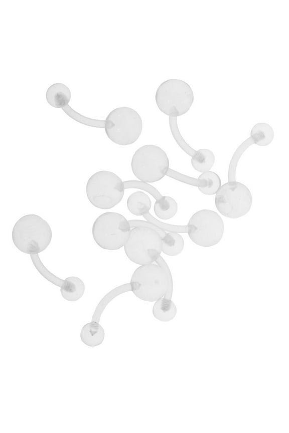 10pcs 14 Gauge Clear Acrylic Belly Button Retainer Ball Belly